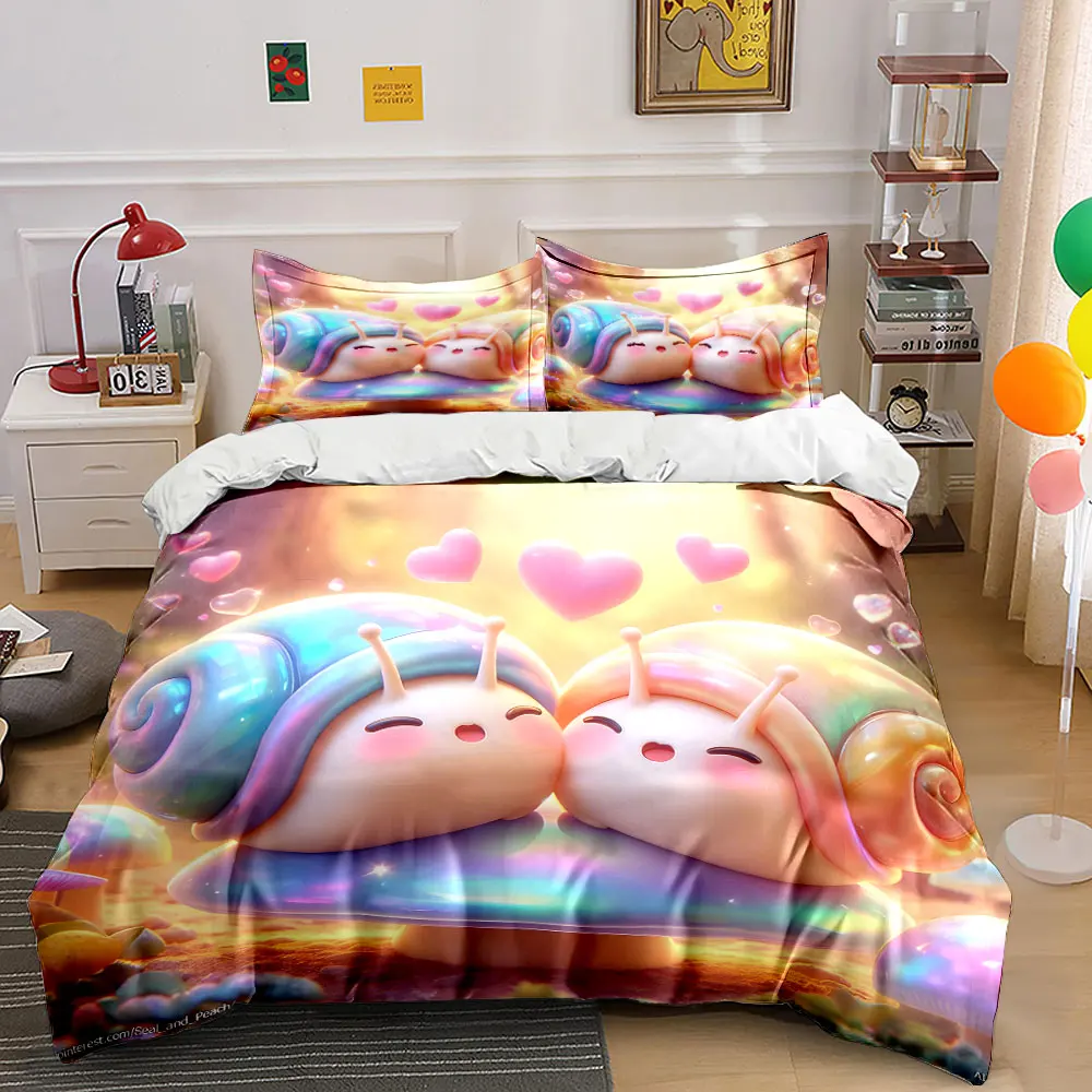 

"Colorful Snail Set for Decoration" Exquisite three-piece bedding set gift for kids and adults