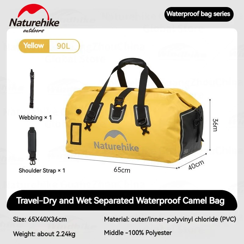 Naturehike IPX6 Wasserdichte Tasche 40L 60L 90L Motorrad Schwanz Tasche Outdoor Camping Reise Gepäck Träger Tragbare Stamm Lagerung PVC 5