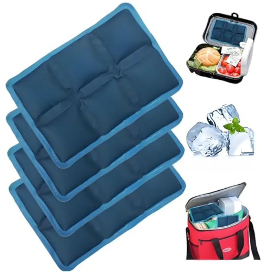 

4pcs Ice Packs for Lunch Boxes and Coolers - Slim Reusable Water Absorption Lunch Box Ice Packs for Food Freshness 6"x4"x0.7" -