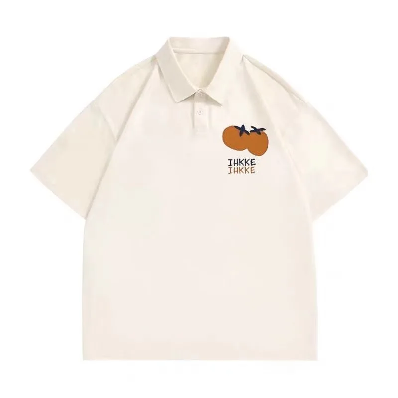 Cartoon Print Polo Shirts Short Sleeve 100% Cotton Y2K Cute Women Tshirt Summer Harajuku Preppy Style Oversized Tops T Shirts