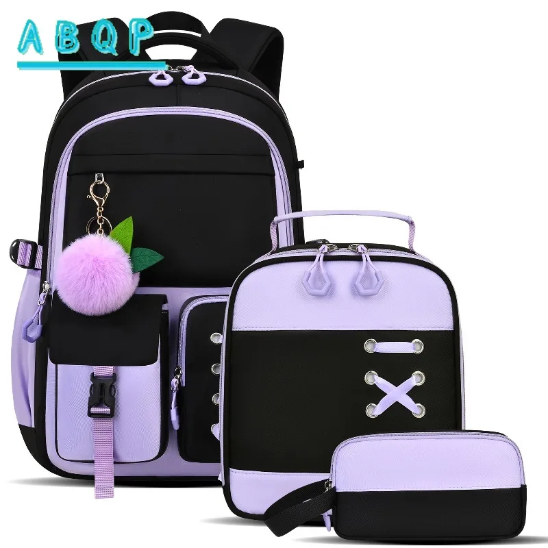 New Girls Schoolbag Luxury Brand 3-piece Set Student Schoolbag Large Capacity Lightweight Fashion Girls Schoolbag High Quality