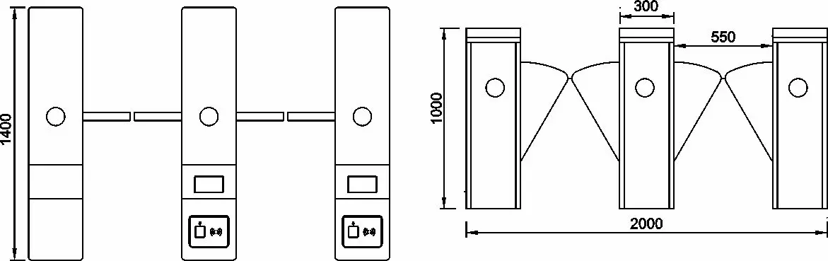 Karsun Access Control System Park Project Flap Barrier Gate Paper Ticket Swipe Card Tourniquet Visitor Identification