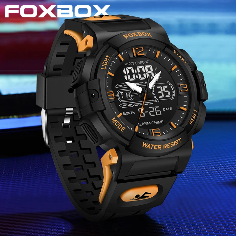 

FOXBOX новые роскошные мужские часы LIGE брендовые спортивные модные кварцевые часы мужские водонепроницаемые светящиеся цифровые наручные часы Reloj Hombre