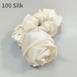 Luxury Mulberry Silk Scrunchies Rose Flower Scrunchie Natural Pure Silk Hairband Hair Accessories For Women Elastic Hair Band