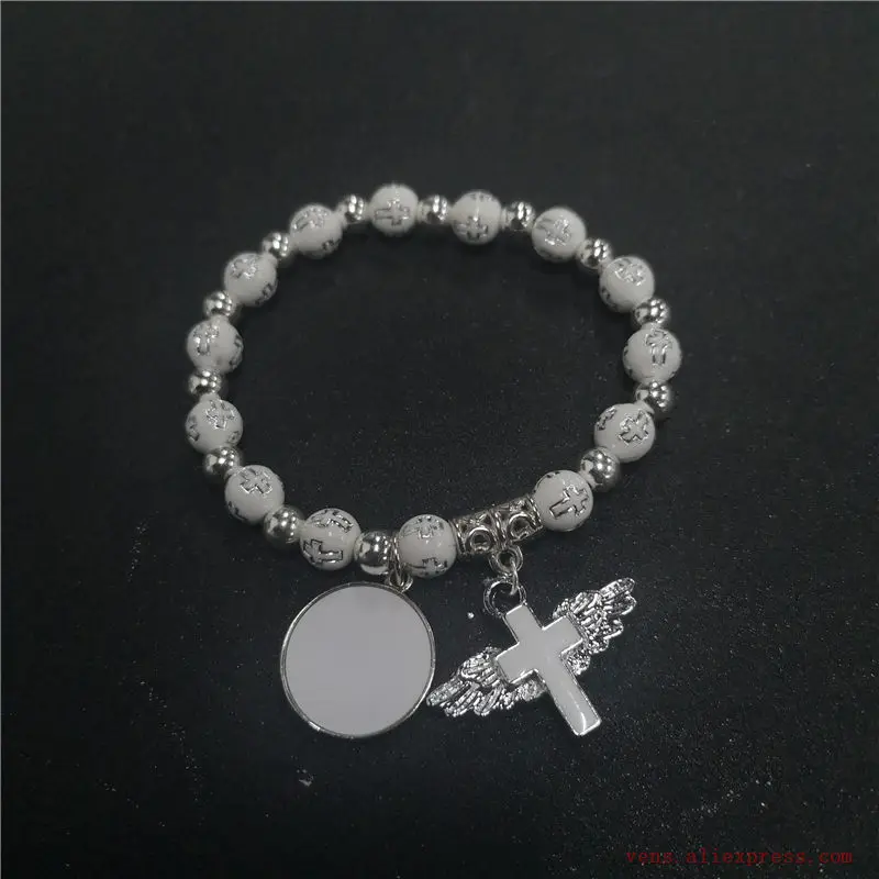 sublimation angel cross bracelet jewelry with charms printing size 18MM blank consumables 20pieces/lot