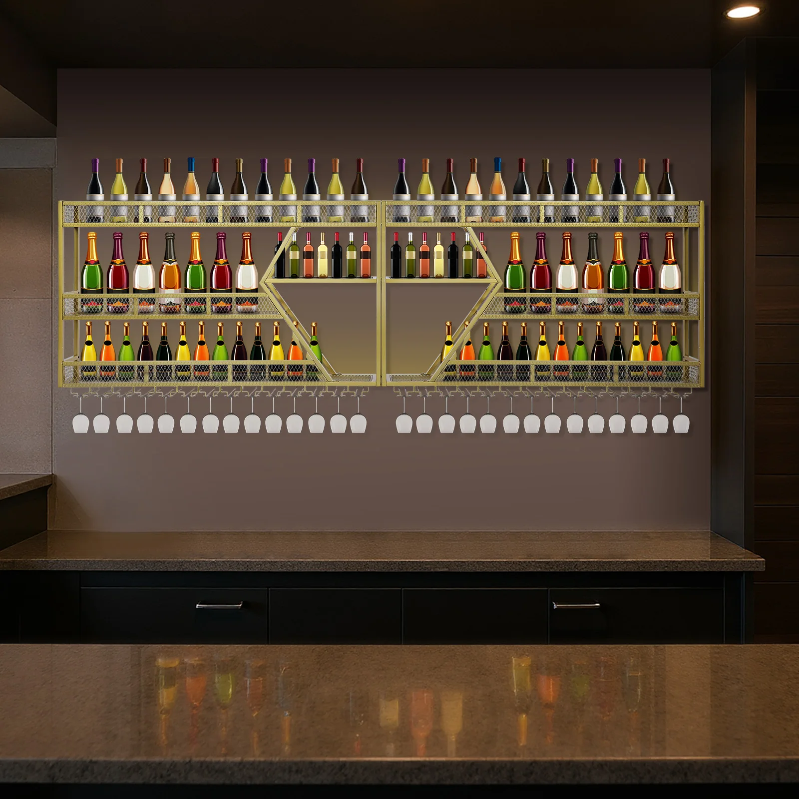 

Металлическая настенная полка для хранения и демонстрации винных бутылок с держателем для бокалов, винные стеллажи и шкафы для дома и гостиной