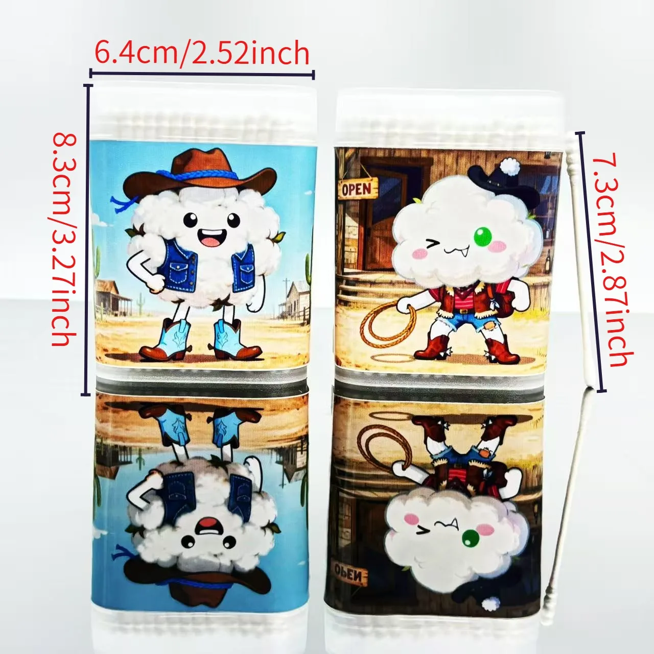 400개 카우보이 테마 양면 면봉, 카우보이 요소가 있는 창의적인 나선형 원형 면봉 스틱