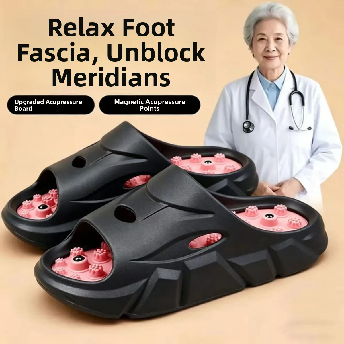 Anti-Slip Odor-Resistant Women's Flat Sandals Pressure Point Slippers Foot Massage Slippers Comfortable PVC Material Summer S... image 3