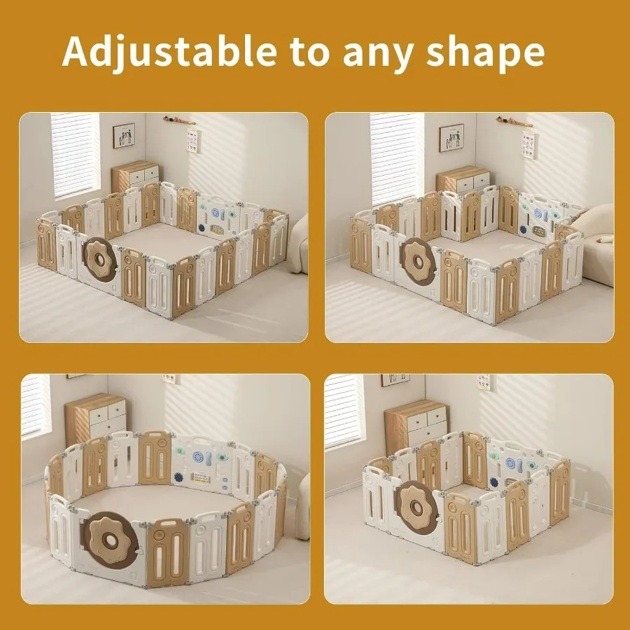 Box per bambini pieghevole con pannello di gioco e cancello di sicurezza per uso interno Cortile da gioco portatile regolabile con 22 pannelli Ideale per bambini