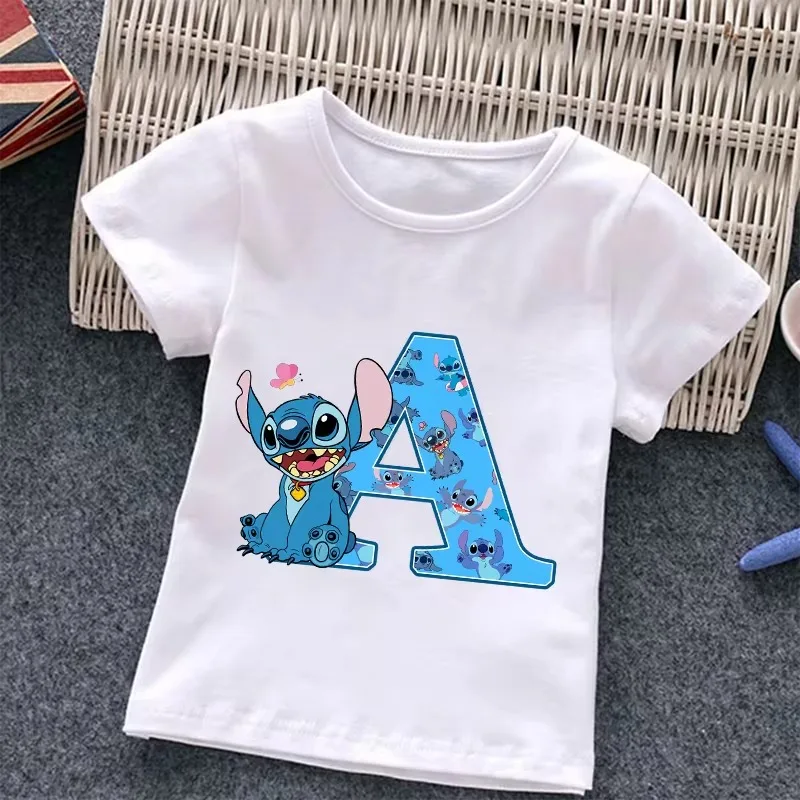 Stitch Kids Clothes T-shirt Disney Short Sleeves Anime Character Modeling Breathable Comfortable Sweat Absorption Blouse Gifts