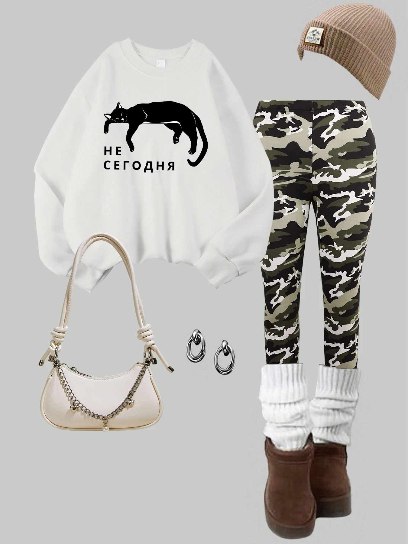 

Женский комплект свитшотов с рисунком кошек для сна, разноцветная спортивная одежда в стиле хип-хоп, эластичные брюки, флисовые утепленные комплекты леггинсов