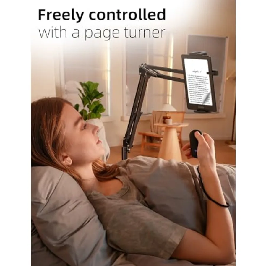 Floor Stand Kindle Holder with Remote Page Turner for Reading in Bed Tablet Mount with Clicker Kindle Accessories Tablet Stand