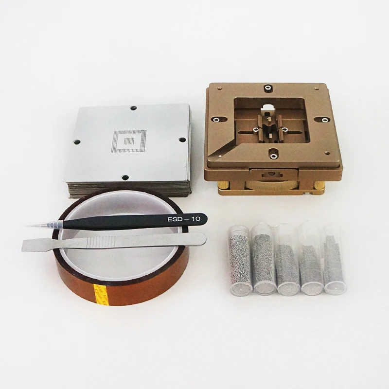 Universal BGA Rework Kit 80MM 90MM with 170pcs Stencils ESD Tweezers Brush Laptop Solder Ball Reballing Fixture Jig Repair Tools - Image 3