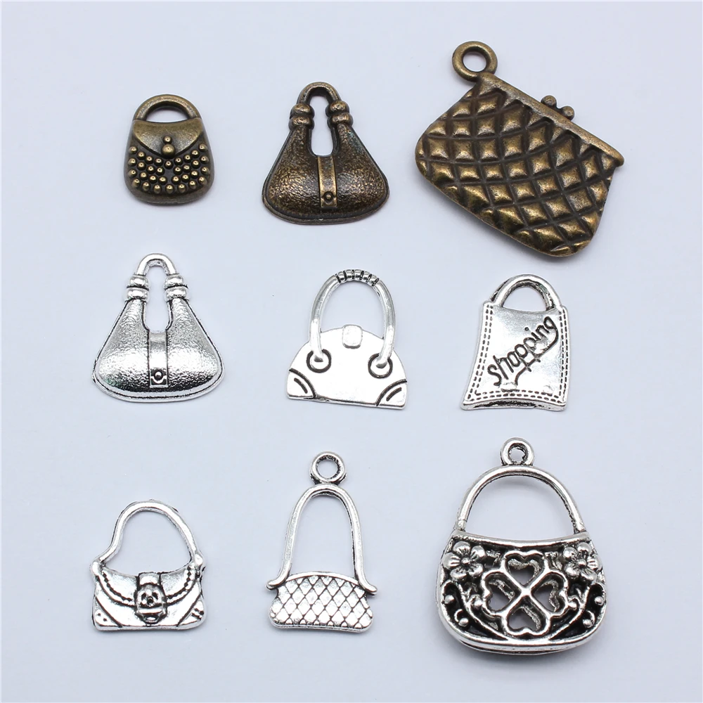 20 sztuk stop cynkowy metal szczęście torebka damska Charms dla Diy bransoletka Making brelok do kluczy