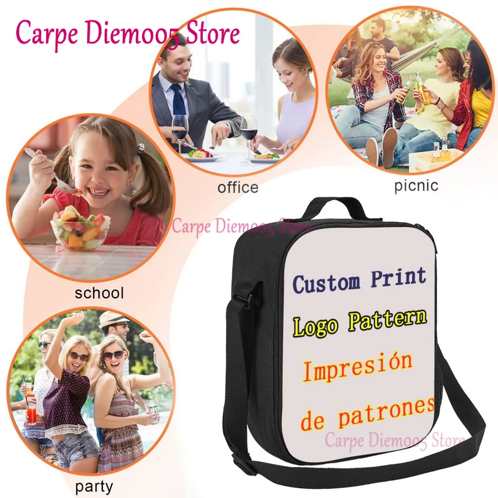 Custom Logo Insulated Lunch Box Bag Portable Lunch Tote For Women Men And Kids