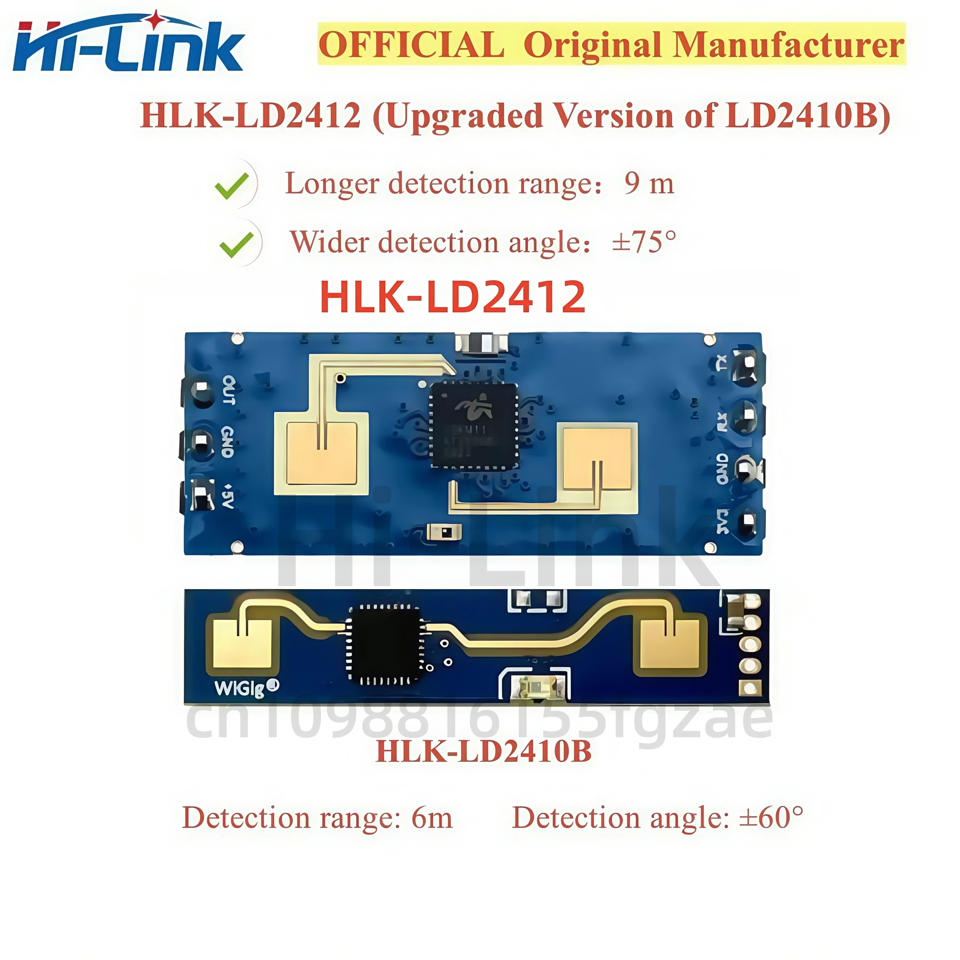 HLK-LD2410B HLK-LD2412 24G 9m Human Presence and Motion Sensor Long Distance and Larger Angle Radar FMCW Ranging Module LD2410B