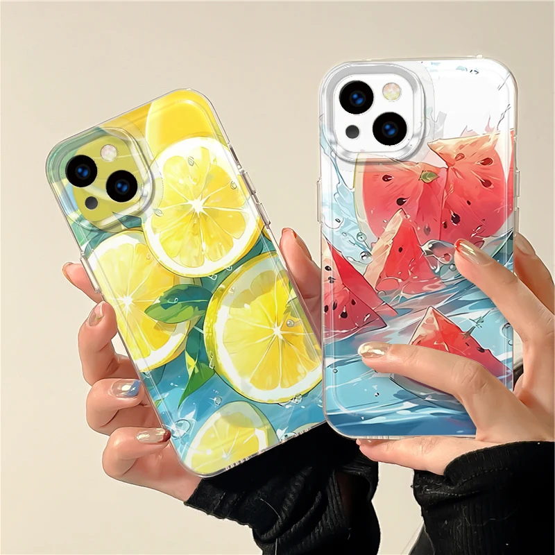 Space shell painted summer fruit phone case For iPhone 15 14 Plus 7 8 X XS XR 11 12 13 Pro Max Silicone Cases Cover