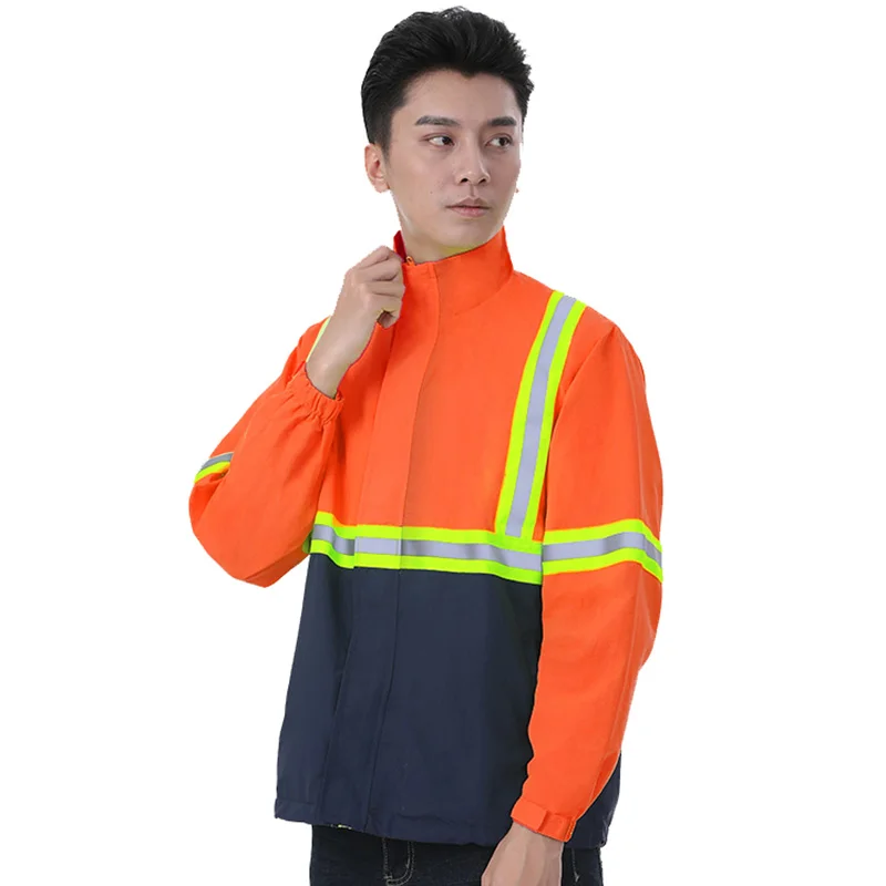 Two Tone Safety Jacket With Reflective Stripes Working Jacket