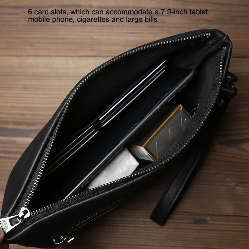 Niche Senior Sense Of Men's Long Clutch Bag Genuine Leather Document Bag Head Layer Cowhide Business Simple Envelope Bag