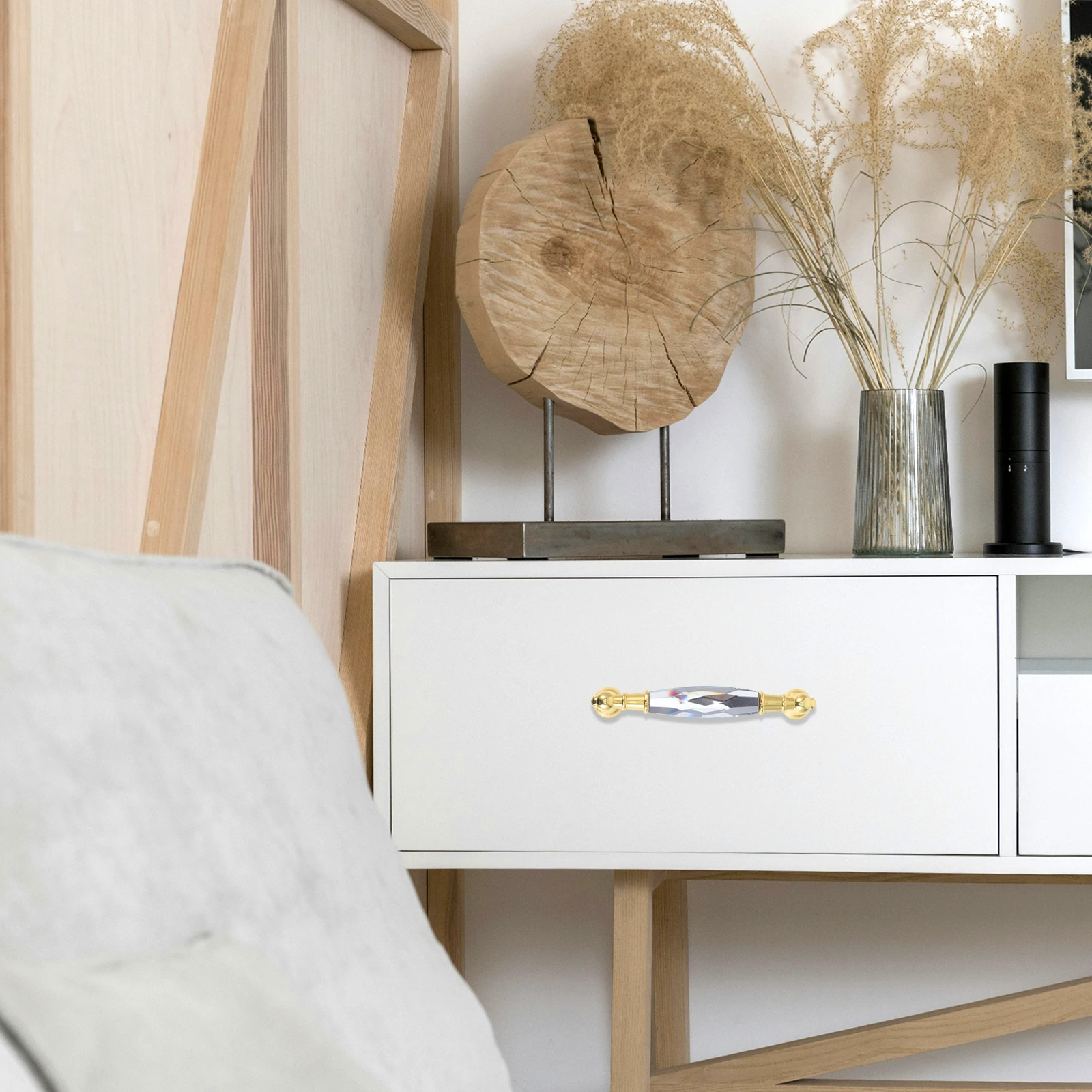 

2Pcs Glass Drawer Knobs Clear Crystal Cabinet Handles Smooth Functional Long Pulls for Dresser Cupboard Sliding Doors