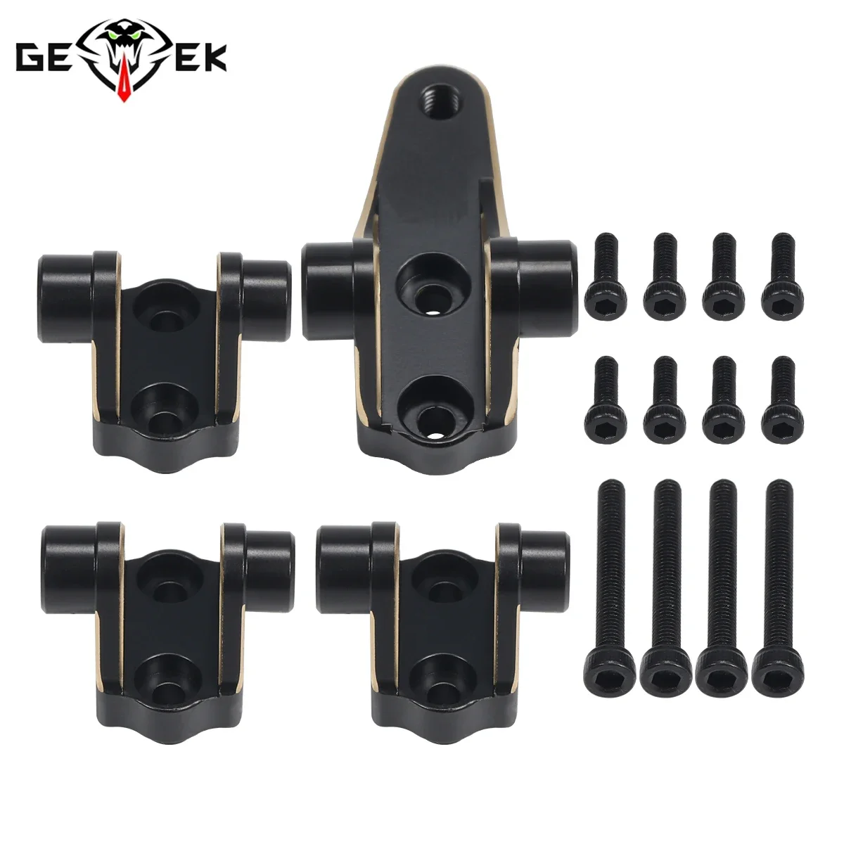 4Pcs Black Brass Link Mounts Front Rear Axle Suspension Mounting Set for 1/10 RC Crawler TRX4 Chassis Bronco Defender Upgrade