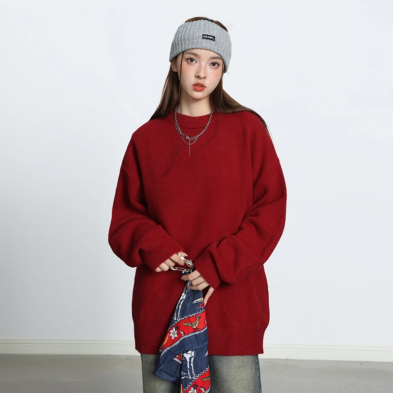 

New spring and autumn versatile, comfortable, loose, warm, casual unisex couple's trendy brand knitted sweater