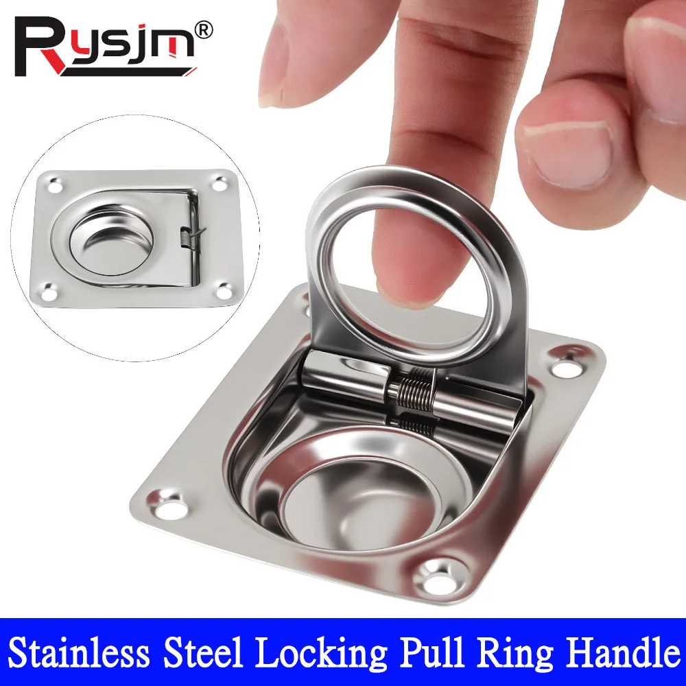 65*55 مللي متر دائم مركبة بحرية الفولاذ المقاوم للصدأ خزانة حلقة سحب مقبض يخت تحميل فلوش رفع مقبض 2.5 "قارب راحة يفقس