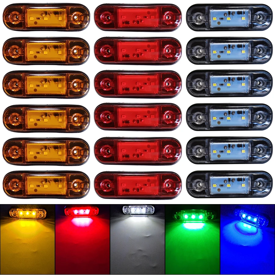 12V 24V 3 LED Car External Side Marker Warning Light Oval Clearance Signal Trailer Truck Lamp For Scania Truck Accessories