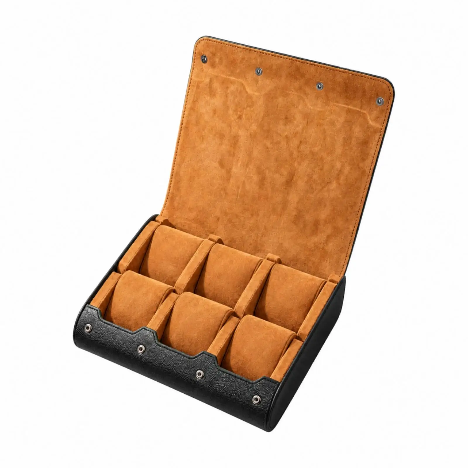 Compact Watch Organizer Box with Angled Cushioned Holders for Home and Travel Storage