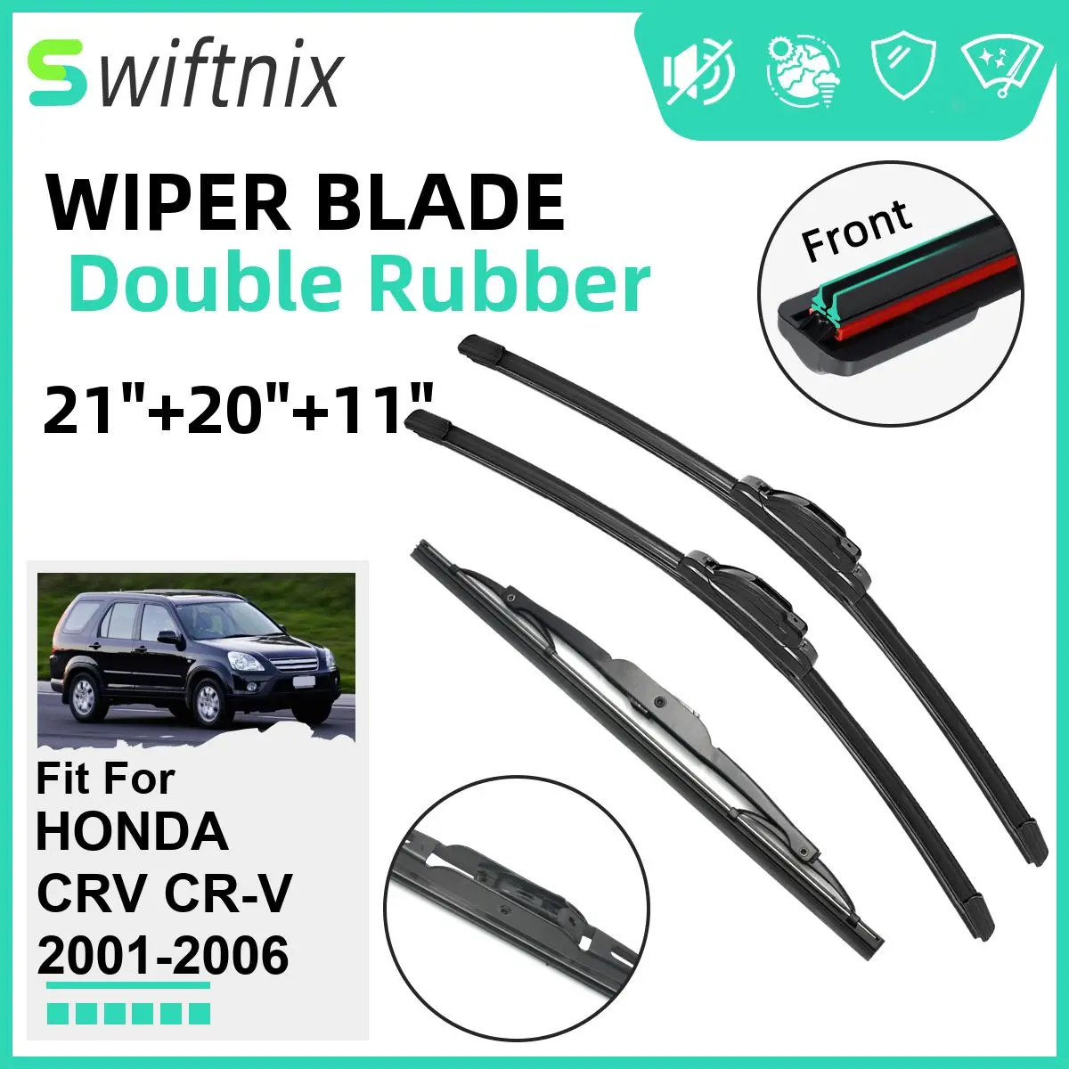 

Double Rubber Car Wiper Blades for HONDA CRV CR-V 2001-2006 Windshield Wipers Rubber Car Accessories 2002 2003 2004 2005 2006