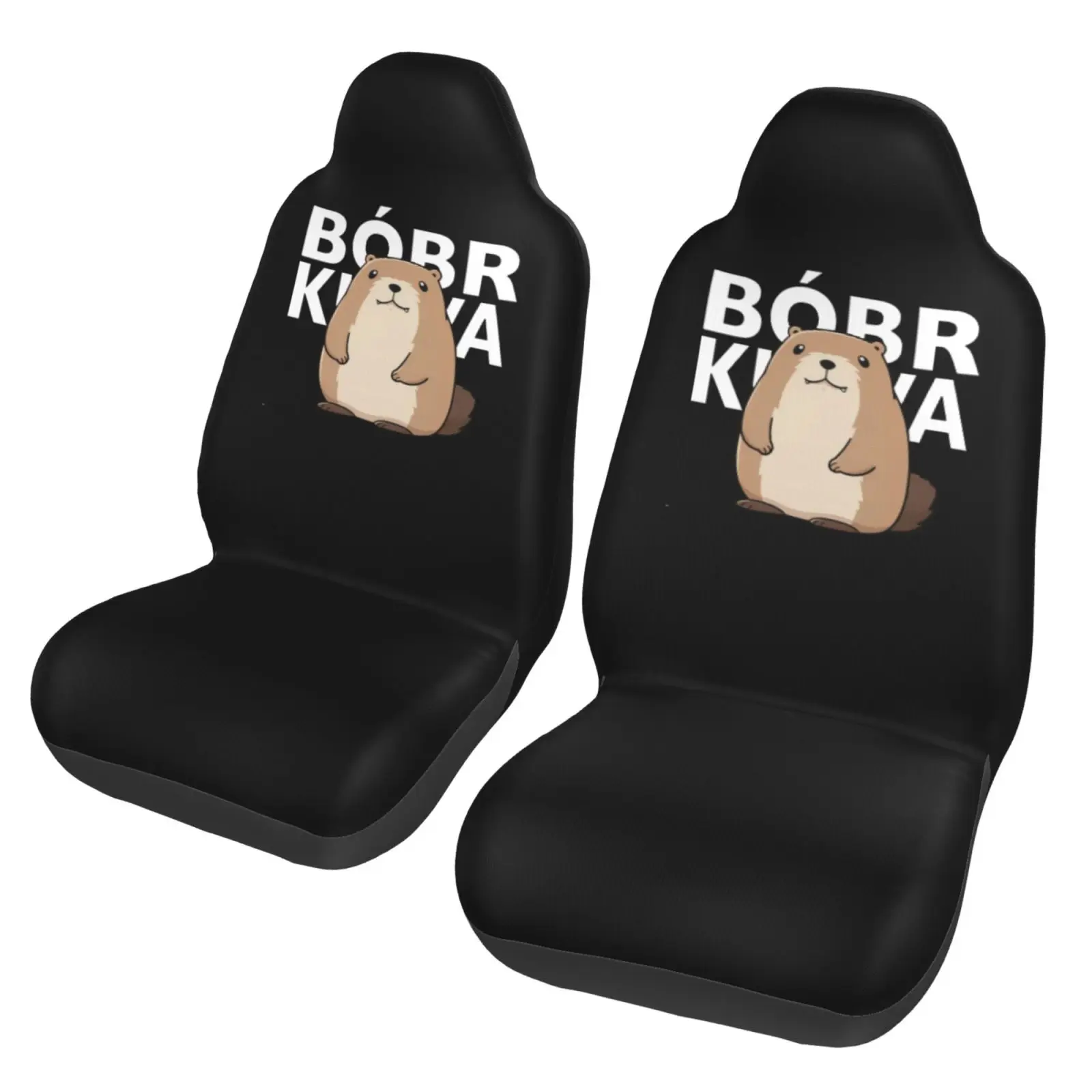 Cartoon Beaver Print Universal Seat Cover Seat Cushion Four Seasons Car Accessories Interior for Men Car Cushion Seat Covers 2pc