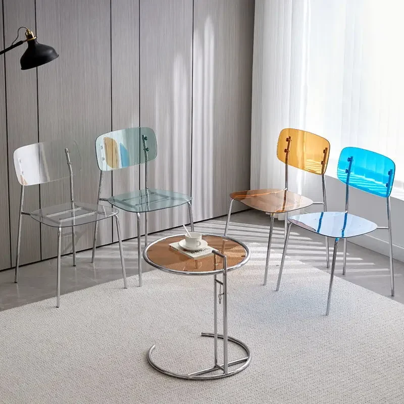 Modern Simple Household Transparent Dining Chair Backrest Single Person Table Plastic Chair chaises salle manger house furniture