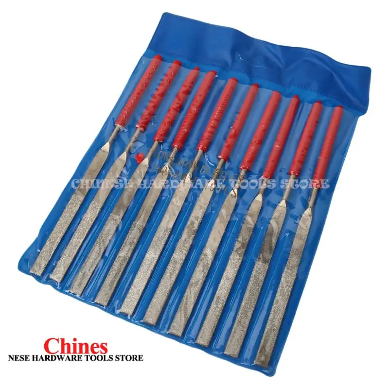 

10 шт., набор алмазных надфилей 4x160 мм, мини-набор игольчатых напильников для камня, стекла, резьбы по металлу, ручные инструменты, набор надфилей