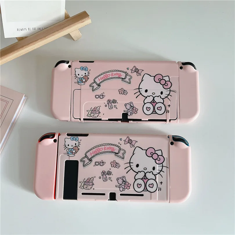 MINISO Hello Kitty Charging Dock Station Cover Protective Shell for Nintendo Switch Oled NS Console Crystal Protector Skin