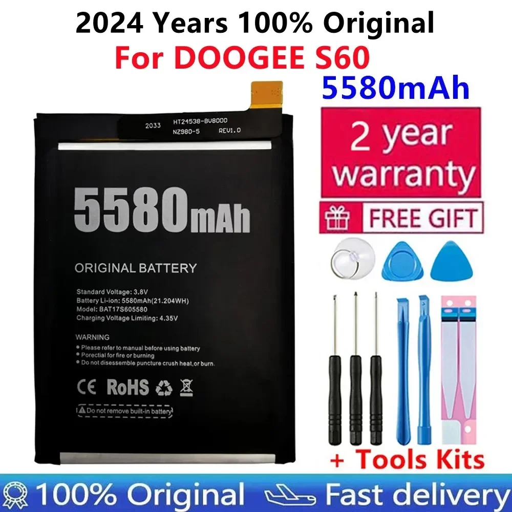 

100% Original New For DOOGEE S60 Replacement 5580mAh Backup Battery For DOOGEE S60 Smart Phone Batteries Bateria+Gift Tools