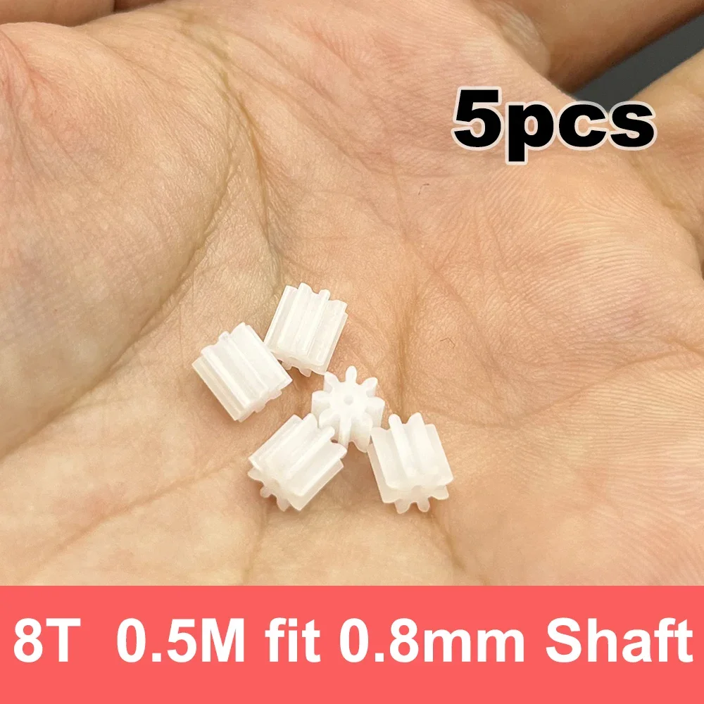 5pcs 0.5M Modules Plastic Gear 8T Teeth Toy RC Model Car Drone Engine Mini Coreless Motor 0.8mm Shaft Transmission Pinion Gear