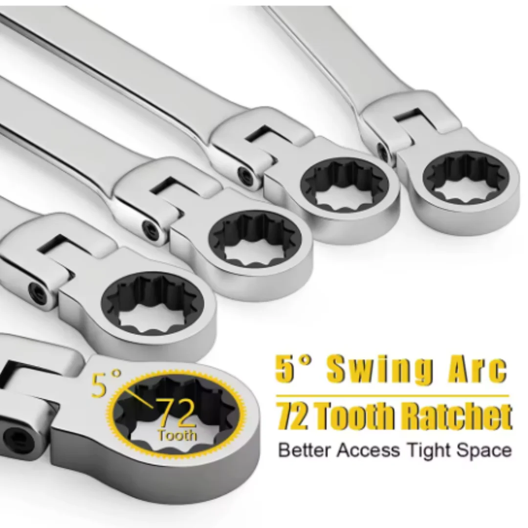 1/2PCS Swivel Ratchet Wrench Set, Cr-V Steel Anti Rust 2 in 1 Spanner for Car Repair Household Maintenance Gift for Dad Husband