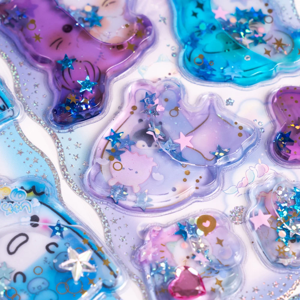 المبيعات الساخنة Kawaii الكرتون الملونة هزاز حقن المياه ملصقات ثلاثية الأبعاد لطيف Diy بها بنفسك المحمول الكتابة على الجدران أعواد تزيين هدية عيد