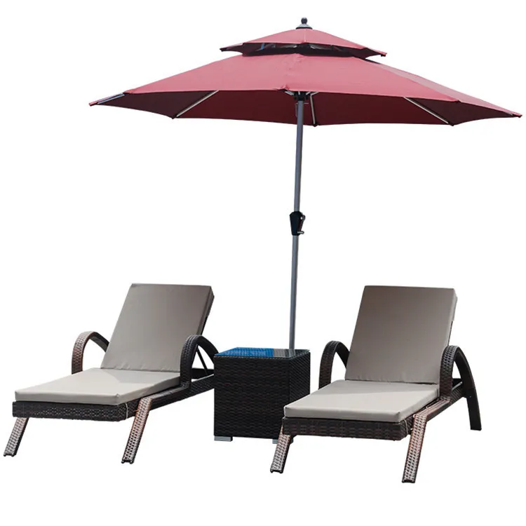 Outdoor Recliner, Pool Lounger, Foldable Chair, Patio Balcony Wicker Relaxing Beach Chair, Garden Deck Sunbathing Furniture