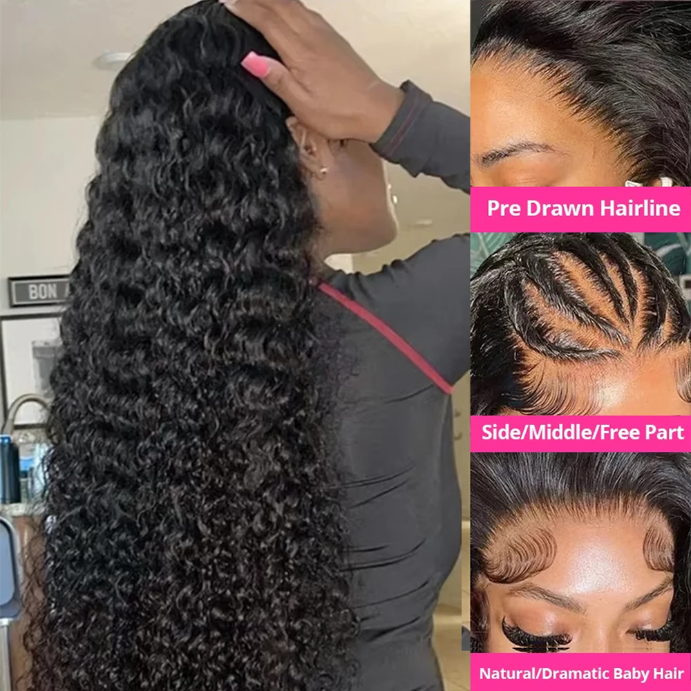 اللون الطبيعي البورمي مجعد HD شفاف 13x4 13x6 كامل أمامي الدانتيل خصلات الشعر المستعار الإنسان مع نهاية حلزونية قبل قطعها 40 46 بوصة #3