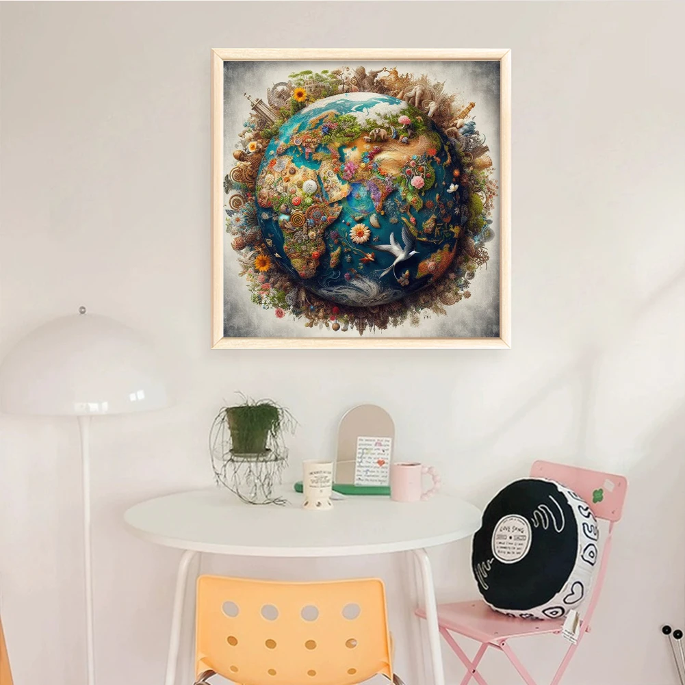 

Набор для вышивания крестиком «Земля» 50x50 см, DIY, 14CT, нитки, рукоделие, декор для дома