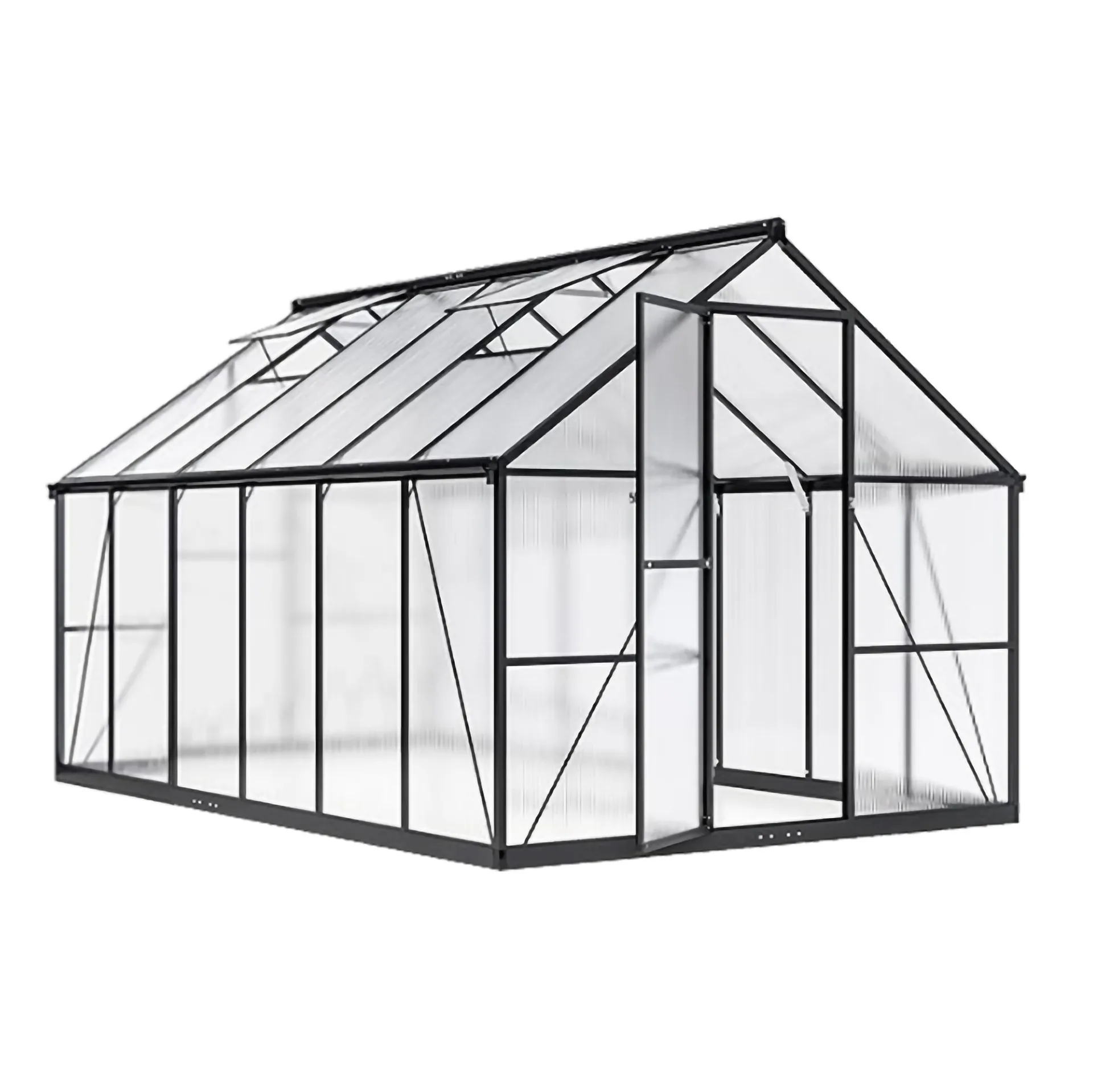 Greenhouse with Hygrometer, Plant Gardening Green Houses for Outside Heavy Duty Polycarbonate Aluminum Large Walk-in Greenhouse