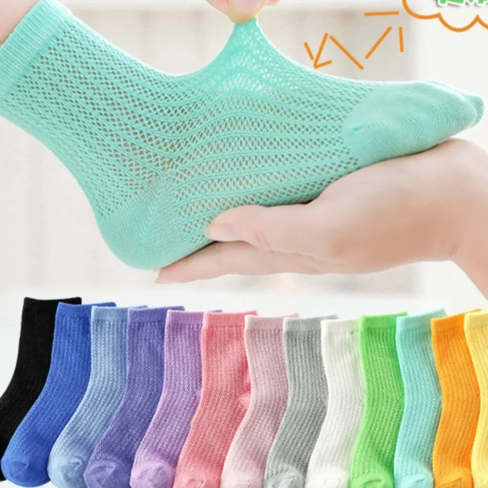 

Летние детские носки из тонкой сетки, хлопковые носки, носки ярких цветов для мальчиков и девочек, детские товары для девочек, детские короткие носки