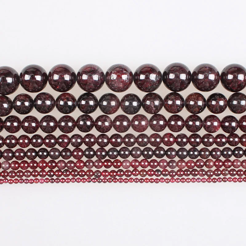 Natural Stone Garnet Gem Stone Beads Garnet Round Loose Beads 2 3 4 5 6 7 8 10 12mm For Diy Bracelets Necklace Jewelry Making