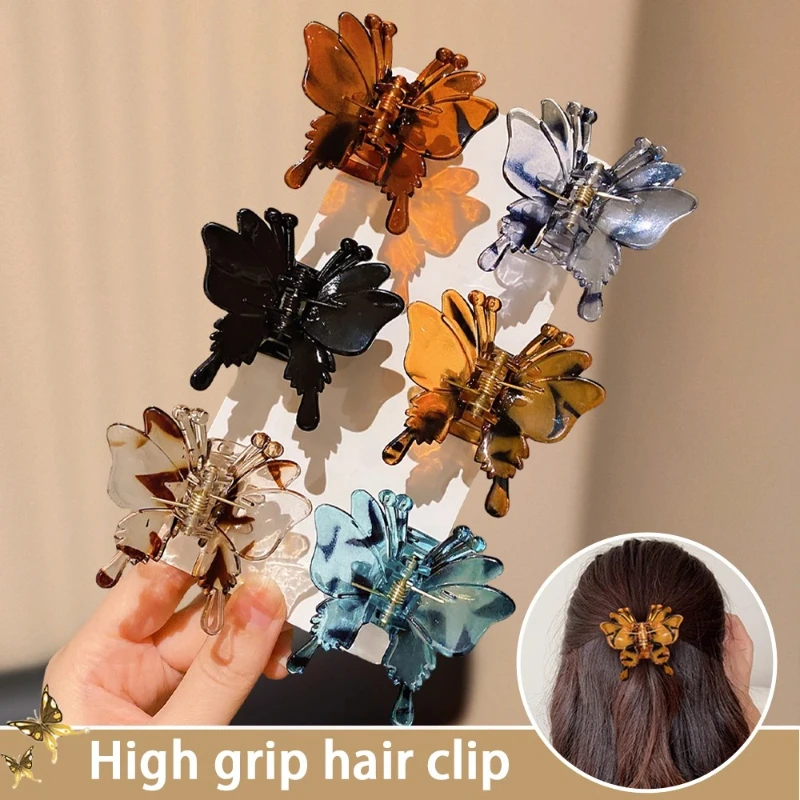 6 Stück süße Schmetterlings-Haarspangen für Mädchen, Haarschmuck mit hohem Griff für alltägliche Frisuren, Ganzjahresgebrauch