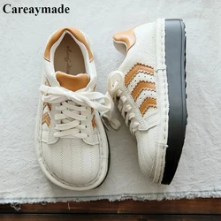 Careaymade-New original handmade Genuine Leather shoes,thick soled women's shoes,Japanese style casual single shoes,Female pants