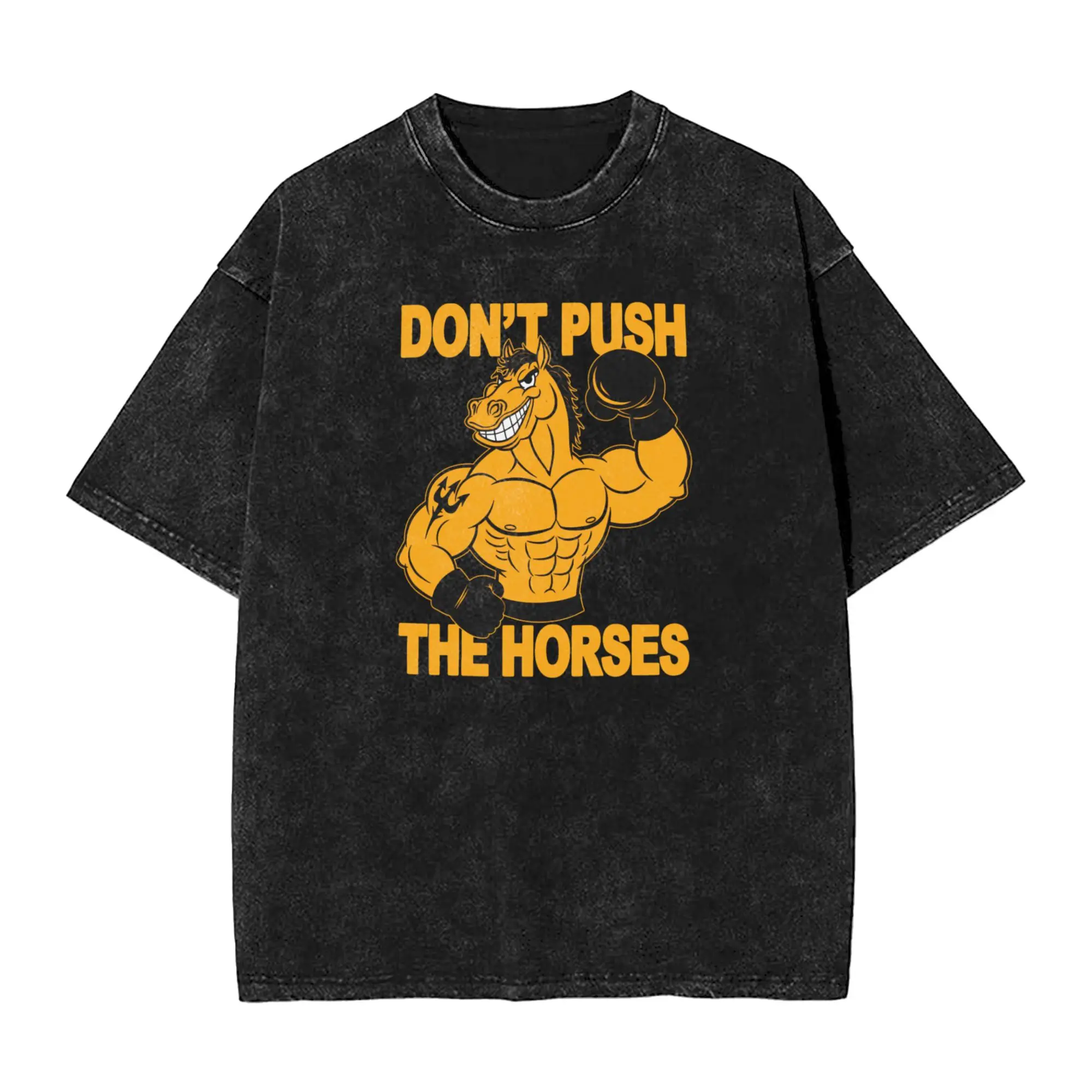 

Футболки Don’t Push the Horses, мужские повседневные футболки из чистого хлопка с круглым воротником, забавные мем, одежда с короткими рукавами, новое поступление