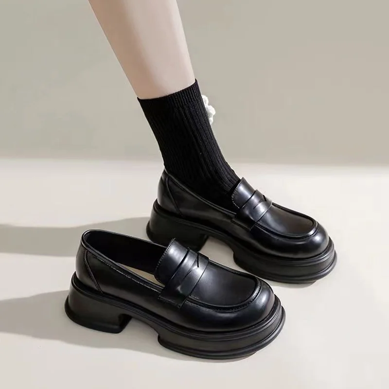 

Women Mary Jane Shoes Spring Buckle Lolita Women Platform Shoes Japanese Sweet Chunky Heel Women Single Shoes Soft Leather