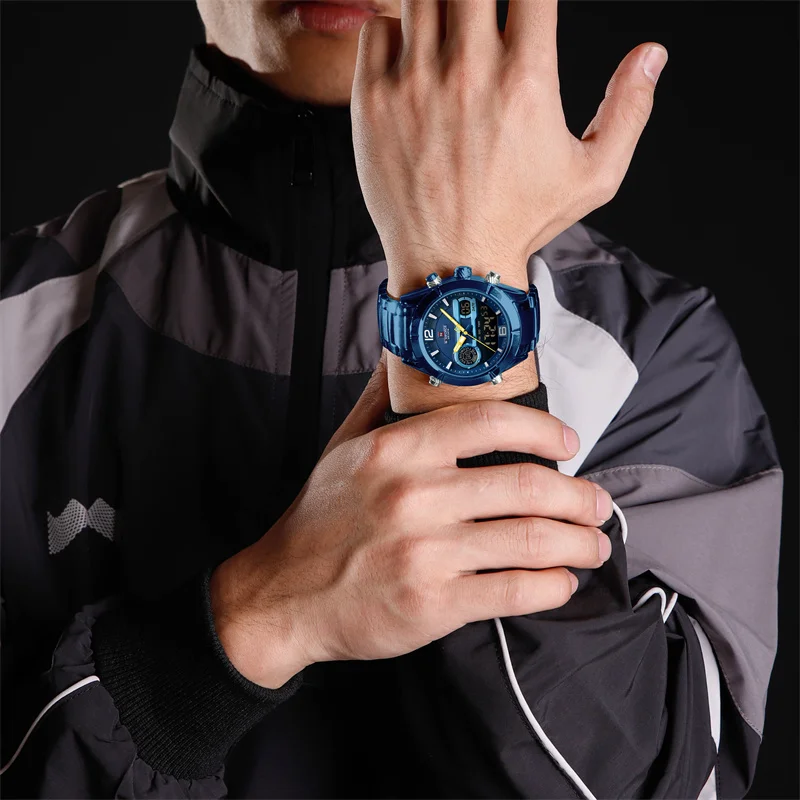 Reloj de diseño NAVIFORCE para Hombre, relojes de pulsera de cuarzo con calendario deportivo resistente al agua de lujo, Reloj cronógrafo con