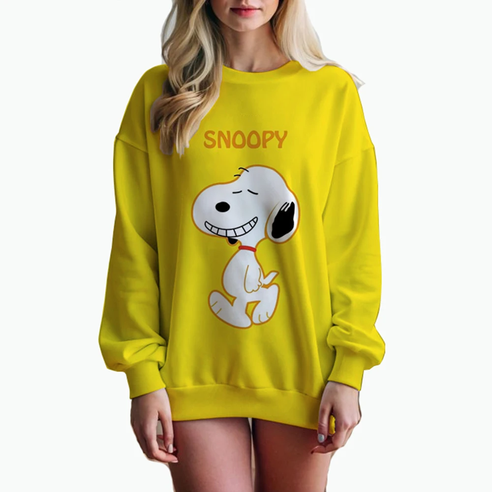 Woman\'s Hoodie New Autumn/Winter Fashion Y2K Snoopy cartoon print Sweatshirts Round Neck Coat Loose Long Sleeve Hatless Hoodie